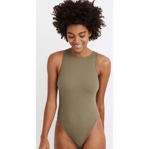 Madewell Olive Green Ribbed One Piece Swimsuit